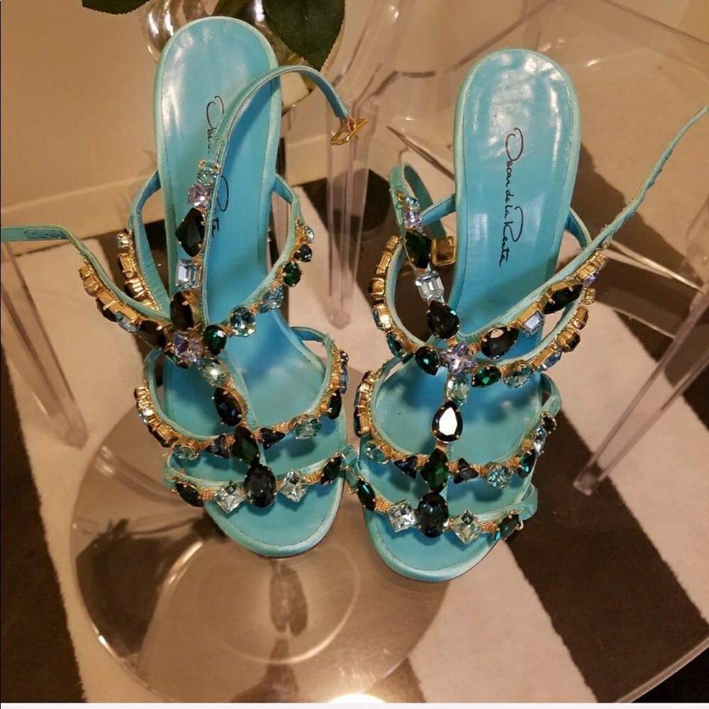 Oscar de la renta crystal embellished sandals